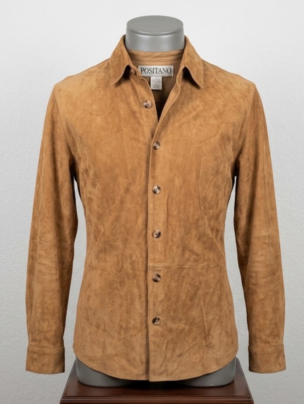 Vintage Positano Pelle 100% Suede Leather Button Down Shirt Jacket (S) Pre-owned